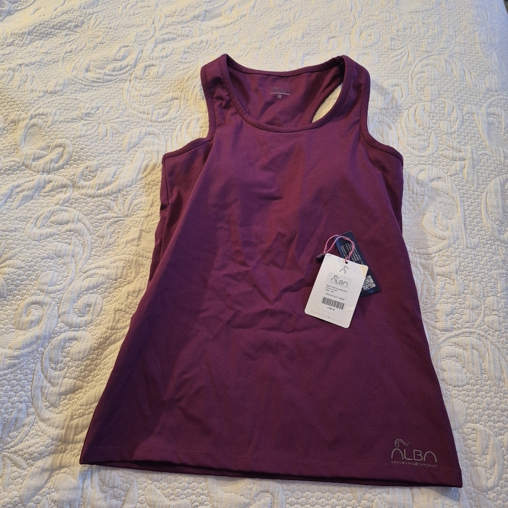 ALBA women's size CS Maroon tank top with built padded bra All Day Alba top NWT